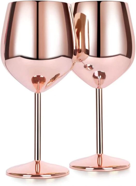 แก้วแชมเปญชุบทองแดงขนาด500มล-304แก้วไวน์แดงชั้นสแตนเลสเดียวที่สามารถพิมพ์ได้อิเล็กโทรไลติกสีถ้วยน้ำภาษาศาสตร์