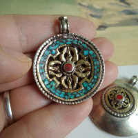 TBP502 Tibetan Jewelry Tibet Cross Dorje Amulet Nepal Vintage Pendants double sides 2016 July New