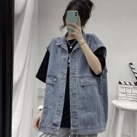 Spot parcel postZY Same Style Handsome Street Style oversize Denim Vest for Women Loose Internet Hot ins Cargo Jacket Coat Tide