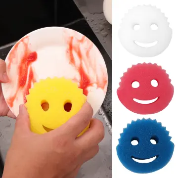 1PCS Dishwashing Sponge Smiling Face Cloth Strong Scouring Pad Miracle Sponge  Kitchen Bathroom Stain Odor Resistant Migic Cleaning Wipe