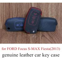 ¤☃ Only Red fit for FORD Focus SMAX Fiesta(2013)Genuine quality leather car key case cover Hand sewing DIY car styling best selling