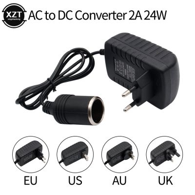 อะแดปเตอร์2A AC 220V เป็น DC 12V ที่จุดบุหรี่แหล่งจ่ายไฟอินเวอร์เตอร์24W ที่ชาร์จรถบ้านซ็อกเก็ต Us/eu/uk/au