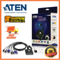 กล่องสลับการควบคุม KVM โดย ATEN รุ่น CS22U มีสายยาว 90cm. สลับ 2 คอมพิวเตอร์ ด้วยจอ คีย์บอร์ด เม้าท์ ชุดเดียว สินค้ามีประกัน