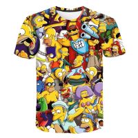 The new casual and cute Kids T-shirt 2020  3D cartoon Simpsons round collar top