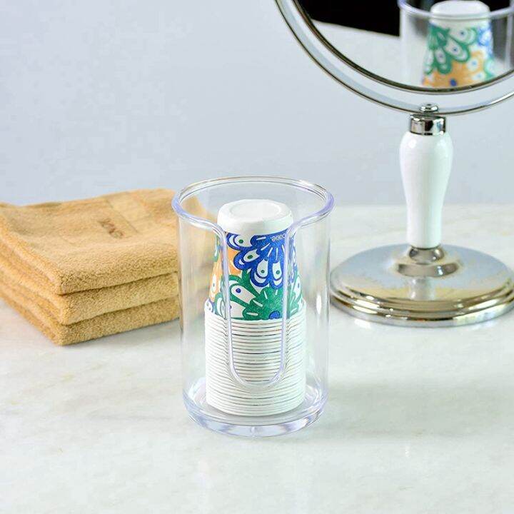 acrylic-bathroom-cup-dispenser-holder-for-disposable-paper-cup-mouthwash-cups-holder-for-bathroom-guest-room-counter