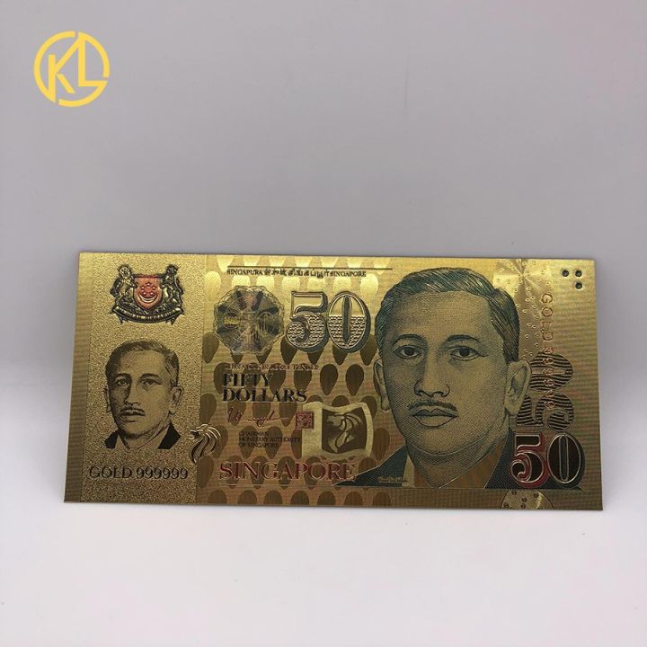 chat-support-kl-10ชิ้น50เหรียญสิงคโปร์ทอง999999ธนบัตรฟอยล์สีทองธนบัตรสำหรับเงินโทเค็นหรือของขวัญวันเกิดของสะสม