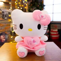 Sanrio ขนาด25ซม. มาใหม่รูปนางฟ้ากอดแมวตุ๊กตาหนานุ่มตุ๊กตาแมวยัดนุ่นคิตตี้ของขวัญวันเกิดเด็กหญิงตุ๊กตา Hello Kitty หัวใจเด็กผู้หญิงสีชมพู