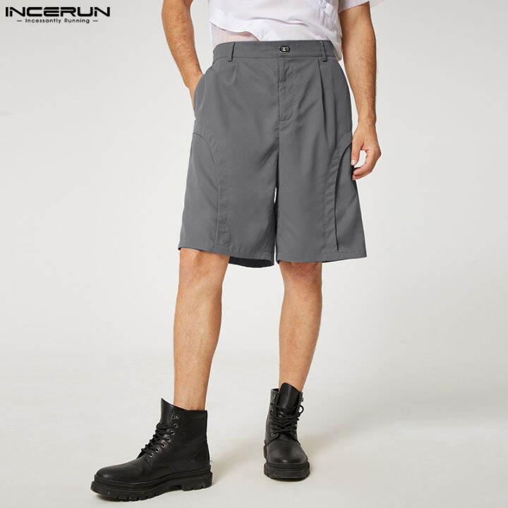 [Perfectly] INCERUN Mens Casual Loose Chino Elatic Waist Shorts Pants