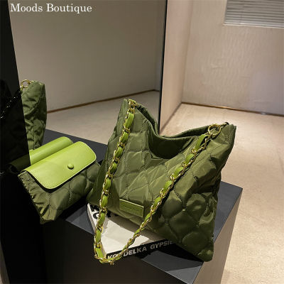 Moods ชุดกระเป๋าสะพาย2-In-1สำหรับผู้หญิง2023เทรนด์ล่าสุดกระเป๋าและกระเป๋าถือผ้าไนลอนเบาะความจุขนาดใหญ่ถุงช้อป