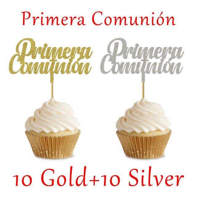 20pcs Gold Silver Spanish Primera Comunion English Holy Communion
