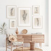 Botanical Line Wall Art โปสเตอร์ Minimal บทคัดย่อภาพวาดผ้าใบและภาพพิมพ์สำหรับห้องนั่งเล่นตกแต่งบ้าน New