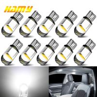 10 PCS Car LED COB Bulb T10 W5W Signal Light 12V 7500K White Auto Interior Dome Reading License Plate Lamps Wedge Side Bulbs Ceiling Lights