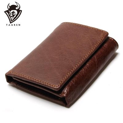 （Layor wallet）  RFID Wallet Antitheft Scanning Leather Hasp Leisure Men 39; S Slim Mini Case Credit Card Trifold Purse