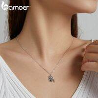 Bamoer 925 Sterling Silver Color Palette Necklace Chain Zircon Art Brush Design for Women Statement Jewelry SCN457