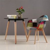 Ghế nhựa Eames bọc vải thổ cẩm phong cách Vintage có tay vịn chân gỗ chắc chắn