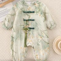 【Ready】? baby jumpsuit new long-sed Ce sle narciss flower fgn sle romper baby gng out clot