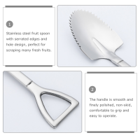 ช้อนสแตนเลส3ชิ้นช้อนเกรปฟรุ๊ตช้อนผลไม้พร้อมขอบหยัก