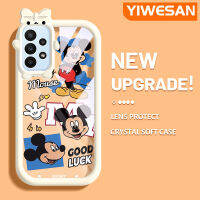 YIWESAN เคสปลอกสำหรับ Samsung A23 A23 5G M23 5G F23 5G A30 A50s A30s A20 M10s การ์ตูน Mickey Mouse รูปโบว์มอนสเตอร์น้อยเคสนิ่มกันกระแทกเคสโทรศัพท์โปร่งใส TPU ซิลิกาเจลเลนส์กล้องถ่ายรูปป้องกัน