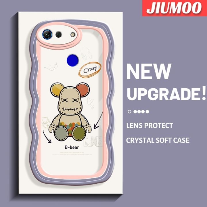 jiumoo-เคส-v20เคสสำหรับ-honor-โปร-v30แฟชั่นลายตุ๊กตาหมีน่ารักแบบสร้างสรรค์เคสซิลิโคนลายการ์ตูนเคสโทรศัพท์โปร่งใสขอบเป็นลอนสีครีมเคสใสป้องกันเลนส์กล้องถ่ายรูปกันกระแทก