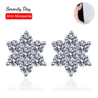 Serenity วัน S925เงินสเตอร์ลิงสตั๊ดแผ่น Pt950เครื่องประดับ3มม. D สี1.4กะรัตคู่ Moissanite Sun ดอกไม้ต่างหูขายส่ง