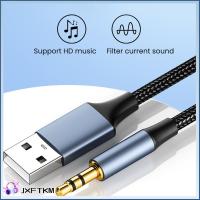 JXFTKM สำหรับแล็ปท็อปพีซี หูฟังแบบสวม แจ็ค USB A ถึง3.5 ตัวผู้-ตัวผู้ สายสัญญาณเสียง USB เป็น3.5มม. สาย AUX