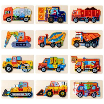 Puzzles for Kids Ages 4-8 Vehicle Educational Puzzle 6Pcs Wooden Operated Board Toy for DIY Fun Puzzle Toys for Toddler Preschools Kids Girls Boys favorable