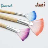 Jowoart 3 ชิ้น/เซ็ตพัดลม Multicolor NYLON แปรงหวีผมทาเล็บไม้ภาพวาดหัตถกรรมสำหรับภาพวาดเด็กวาดอุปกรณ์ศิลปะ