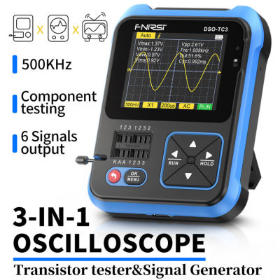 FNIRSI DSO-TC3เครื่องทดสอบทรานซิสเตอร์ออสซิลโลสโคปแบบดิจิตอลแบบ3 In 1เครื่องกำเนิดสัญญาณฟังก์ชันเครื่องทดสอบส่วนประกอบอิเล็กทรอนิกส์มัลติฟังก์ชั่น