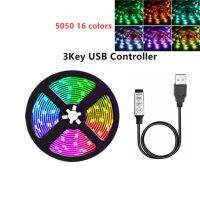 เทปแสง RGB แถบ LED USB 5V 5050 2835 0.5M-5M บลูทูธโคมไฟแบบยืดหยุ่นเทปไดโอดริบบิ้นไฟด้านหลังทีวีพร้อมรีโมทคอนโทรล