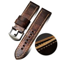 Suitable For Handmade Half Fold First Layer Cowhide Strap 20 22 24MM Vintage Fit Panehy Copper Pei Genuine Leather