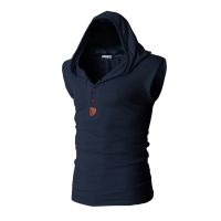 hot【DT】 2022 New Brand Stretchy Sleeveless Shirt Fashion Hooded Top Men Outwear Fitted Clothing