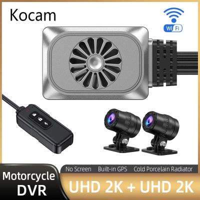 แผงหน้าปัดกล้อง DVR สำหรับมอเตอร์ไซค์1440P FHD แบบคู่บันทึก Wifi กล้องสำหรับรถจักรยานยนต์ UHD ความละเอียด2K พร้อมกล่องดำจอดรถ24ชั่วโมง
