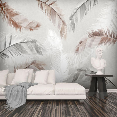 [hot]Custom Mural Wallpaper Modern Simple Abstract Watercolor Feathers Wall Painting Living Room Bedroom Art Home Decor Wallpapers 3D