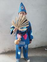 【Ready】? Halloween childrens costume new boys and girls funny performance costume beggar costume cosplay Jigong costume