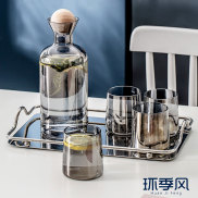 1.2L Water Kettle Borosilicate Glass Tea Pot Set with 4 Cups Heat