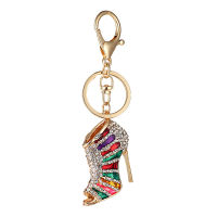 Novelty High Heel Shoes Keychains Rhinestone Shoe Keyring Charm Women Handbag Key Holder Girl Bag Pendant Jewelry