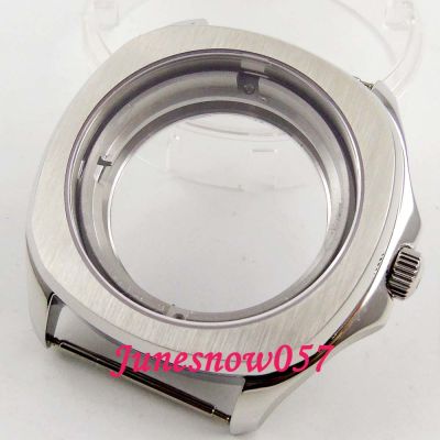 Parnis 40Mm Brushed 316L Watch Case Sapphire Crystal See Through Back Case Fit ETA 2836 Miyota 8215 Movement C129