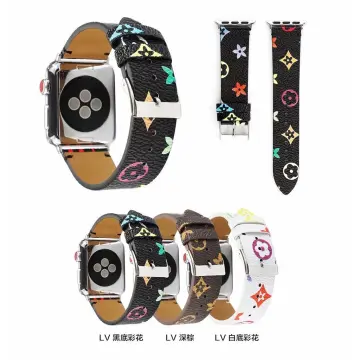 lv apple watch band leather