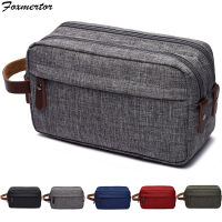 Men Travel Canvas Shaving Kits Cosmetic Makeup Organizer Portable Women Toiletry Bag with Double Compartments Beauty Case