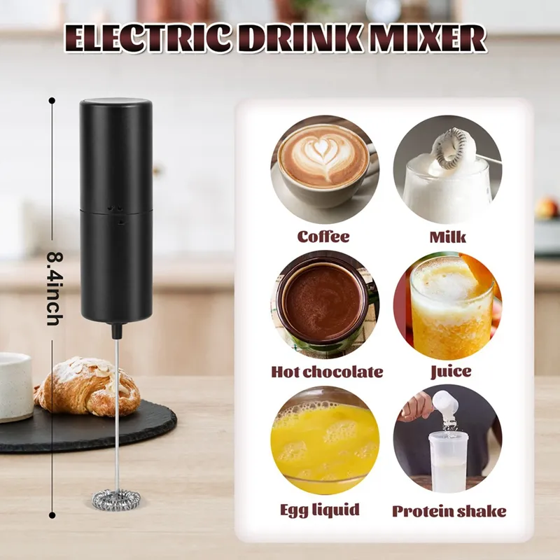 1pc Black Battery-operated Household Handheld Mini Electric Mixer