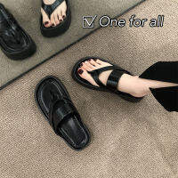 [พร้อมส่ง] One for all พร้อมส่งจากไทย รุ่น TX413 รองเท้าผู้หญิง ?Hot sale！รองเท้าแตะ พื้นแบน หัวกลม พื้นหนา ส้นสูง4cm เหมาะกับเดินชายหาด แฟชั่นเรียบง่าย