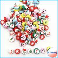 X-STARRY 50ชิ้น10มิลลิเมตรของตกแต่งจี้สร้อยคออุปกรณ์สายคล้องแว่นตาลูกปัดคริสต์มาสสโนว์แมนกำไลลูกปัดโพลิเมอร์ดินสเปเซอร์