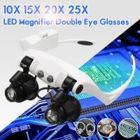 【SALE】 knuculinteg1985 10X 15X 20X 25X LED แว่นขยายแว่นตา Loupe Lens Jeweler นาฬิกาซ่อมการวัด8เลนส์หลอดไฟ LED