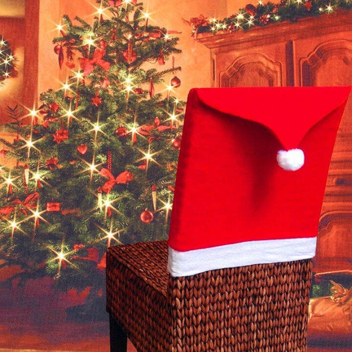 dimama-cod-1-2-4-6-8pcs-ผ้าคลุมเก้าอี้คริสต์มาส-ตกแต่งเก้าอี้-santa-hat-chair-covers-ผ้าคลุมหลังเก้าอี้หมวกซานตาคลอสสีแดง