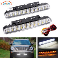 2PcsSet Car SUV Trucks 12V 30 LED Daytime Running Light Driving Lamp White DRL Amber Turn Signal Fog Lamp Bright Strip