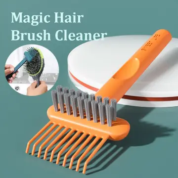 1pcs Hair Brush Cleaner Tool Hairbrush Cleaning Rake Hair Brush Cleaner  Hair Dirt Remove Comb Embedded Tool Salon Home Pick Plastic Handle