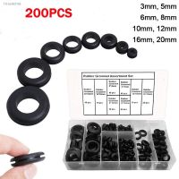 ▲✑℗ 200pcs 3/5/6/8/10/12/16/20mm Rubber Seal Ring Oil Sealing Grommet Gasket for Protect Wire Cable Hole Protection Ring Shim Washer