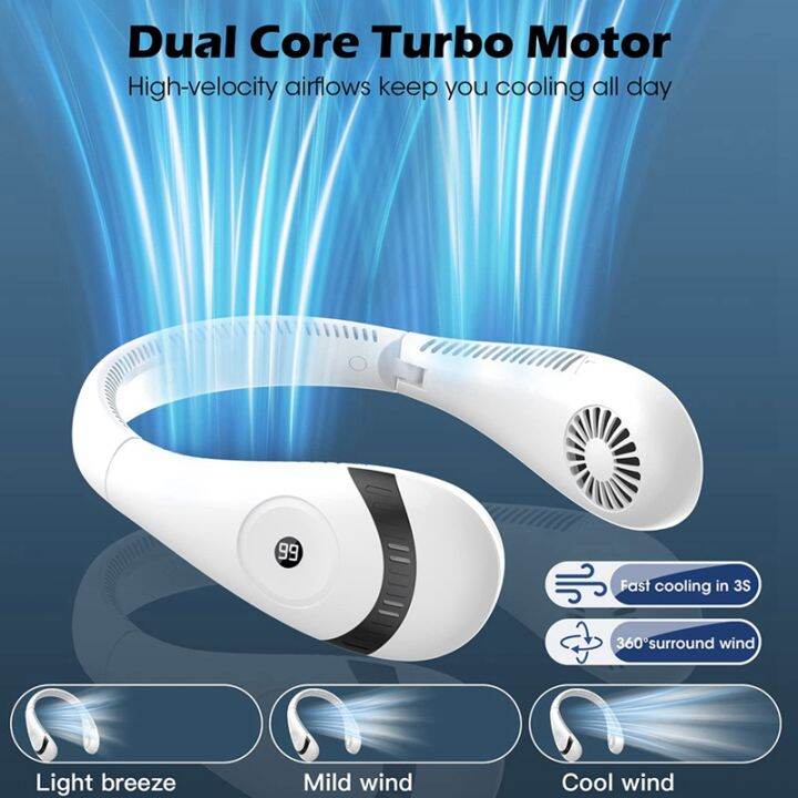 1set-foldable-led-display-360-cooling-fan-5000mah-personal-fan-white-rechargeable-with-3-speed-for-outdoor-travel