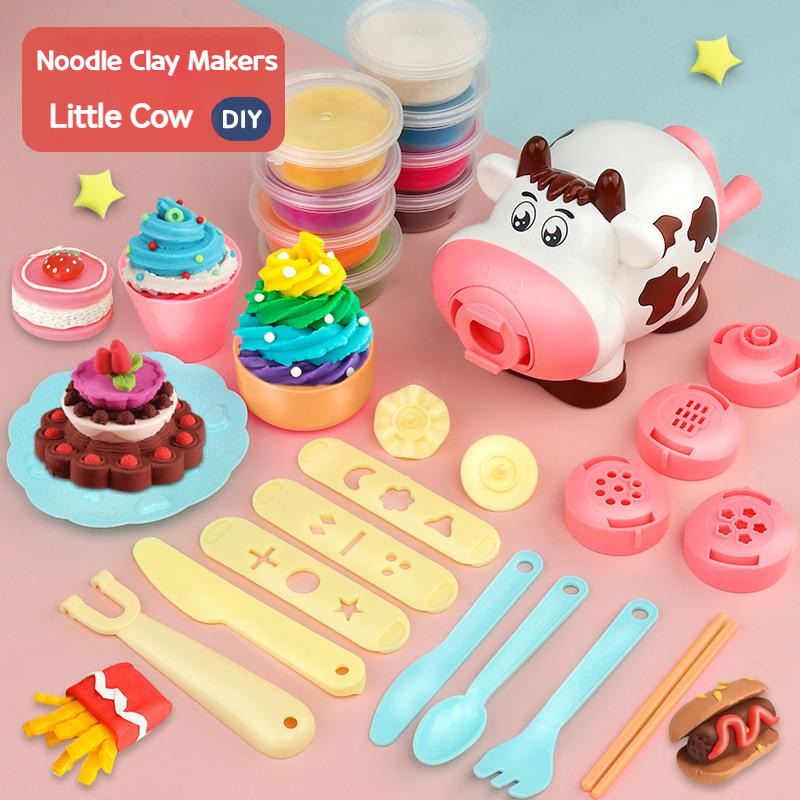 Colour Clay Ice Cream/Burger/Noodle Machine DIY pre play mud clay toy Play Dough set with Mold Maker