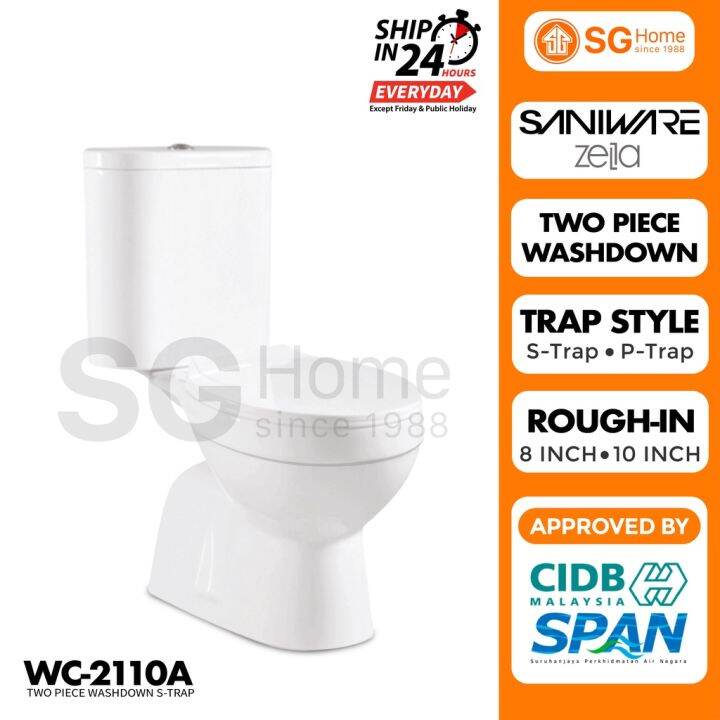 SANIWARE WC2110A Zella C100 Two Piece Toilet Washdown Water Closet